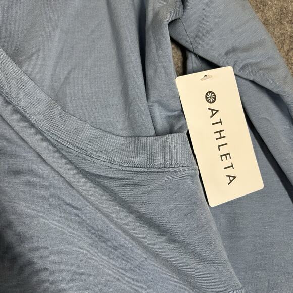 Athleta Sweater Women’s Large Blue Faux Wrap Long Sleeve Recharge Sweatshirt - Picture 4 of 10